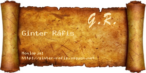 Ginter Ráfis névjegykártya